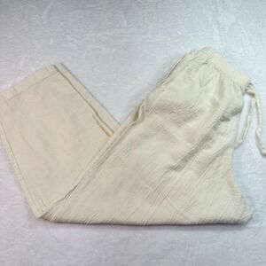 Solos by Koret Pants Womens Size 16 Cream Cotton Gauze Elastic Waist Vintage USA